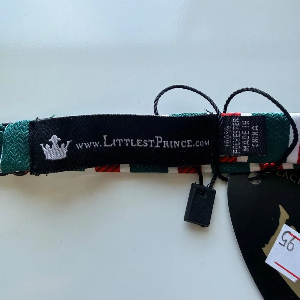 Littlest Prince Couture Adjustable Bow Tie Red Green Striped Chevron Patterned P